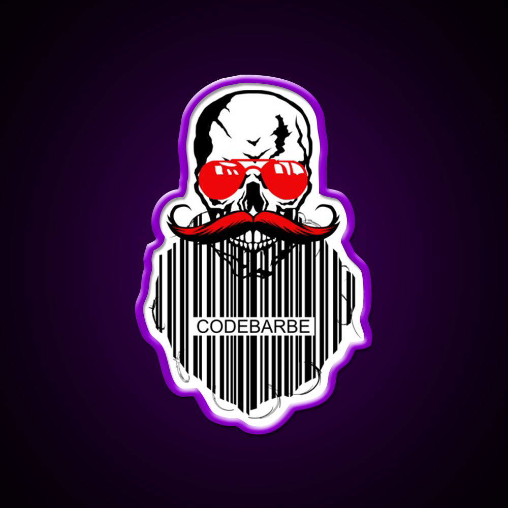 Skull Hipster Code Beard Bar Humor Man Cave Bar Led Neon Sign Rgb Color