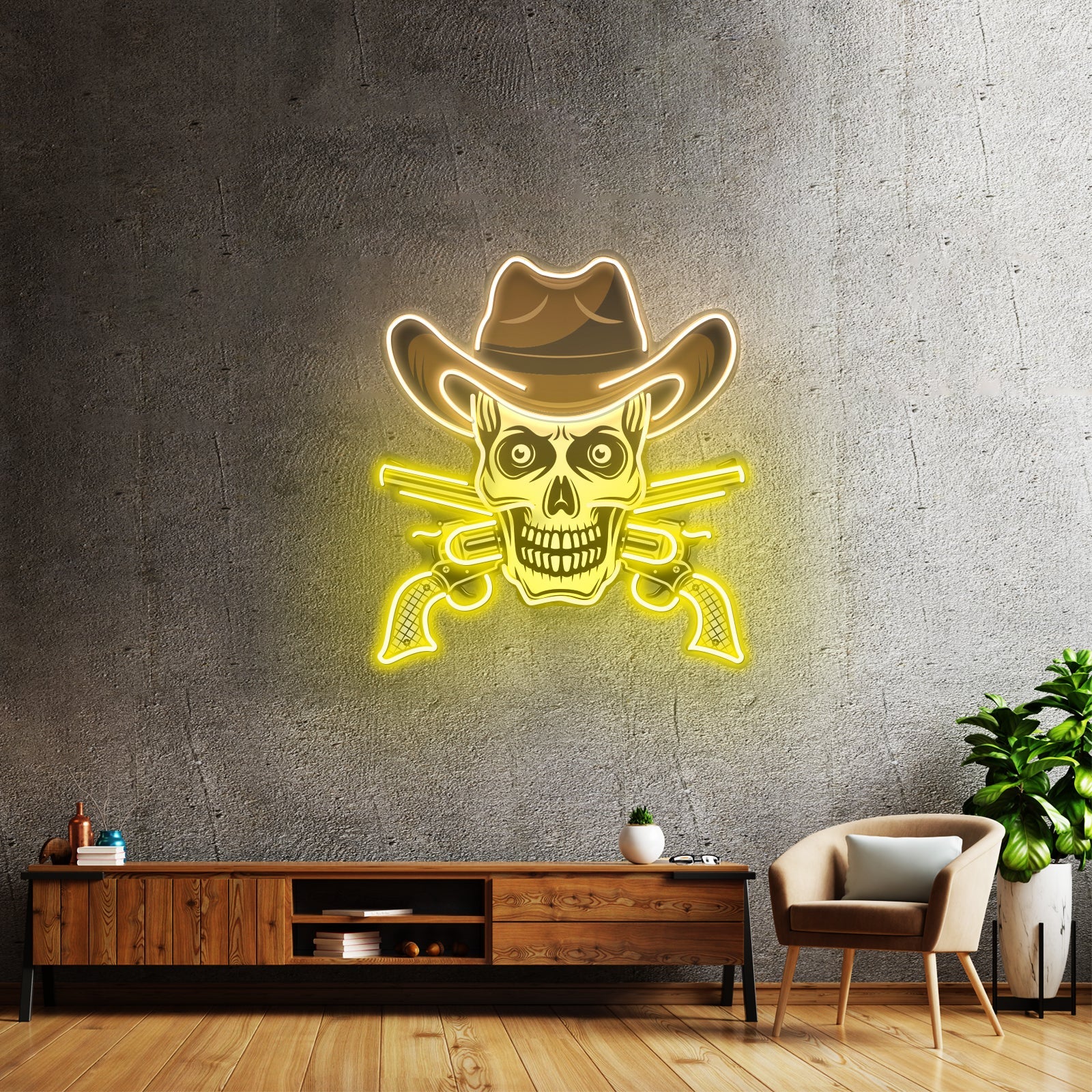 Skull In Cowboy Hat Led Neon Sign Light Custom Led Signs - Shineneon