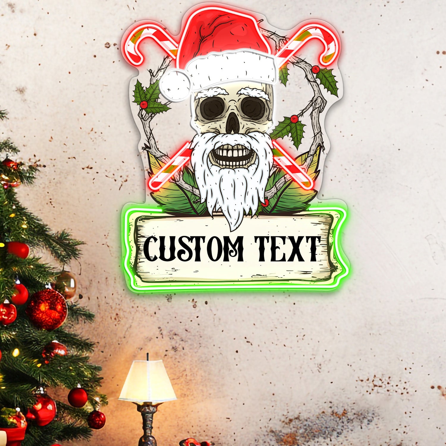 Skull Santa Claus Acrylic Led Neon Sign | Shineneon