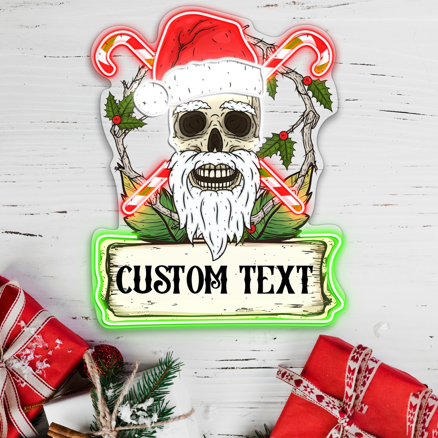 Skull Santa Claus Acrylic Led Neon Sign | Shineneon