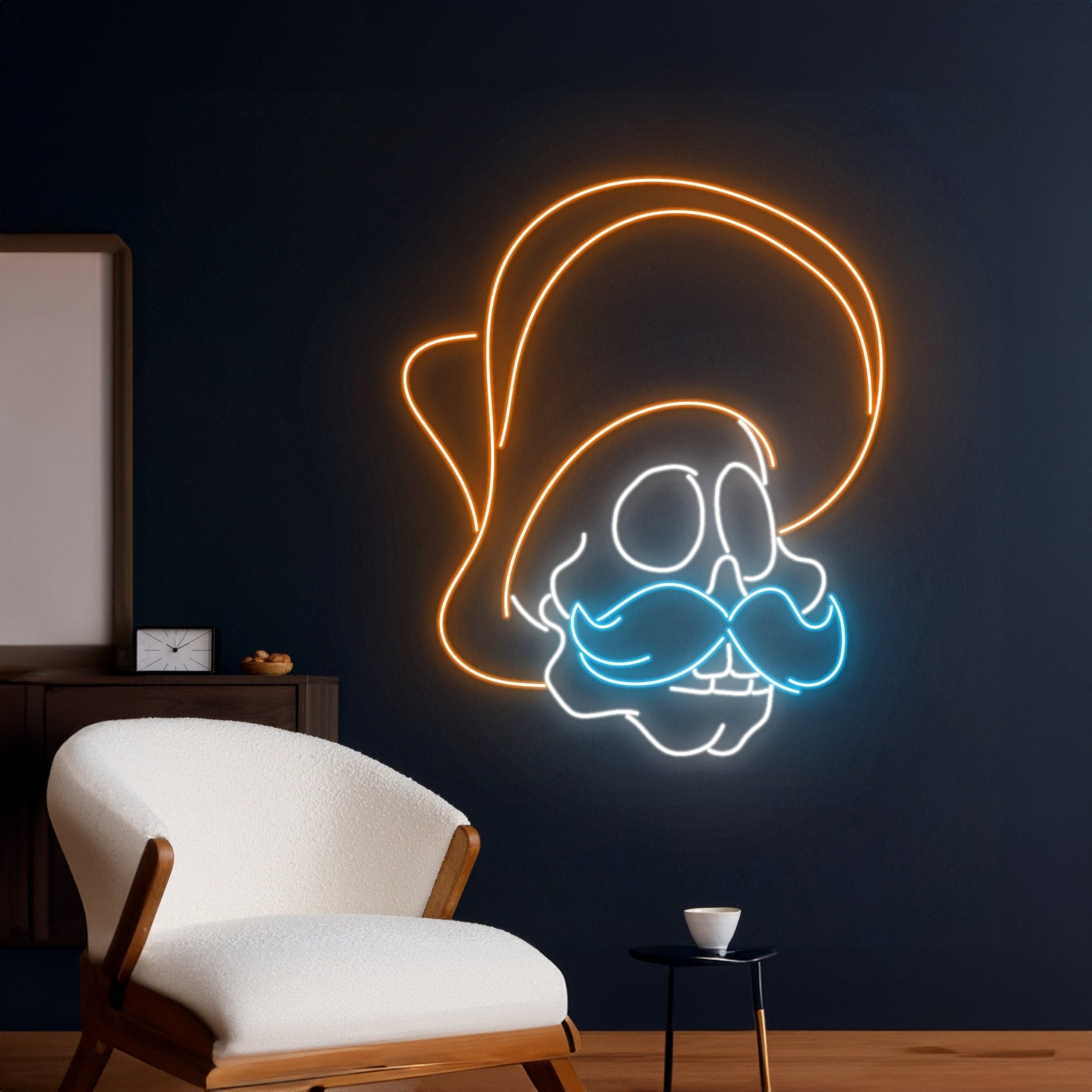 Skull Sombrero Hat Mustache Neon Light - Shineneon