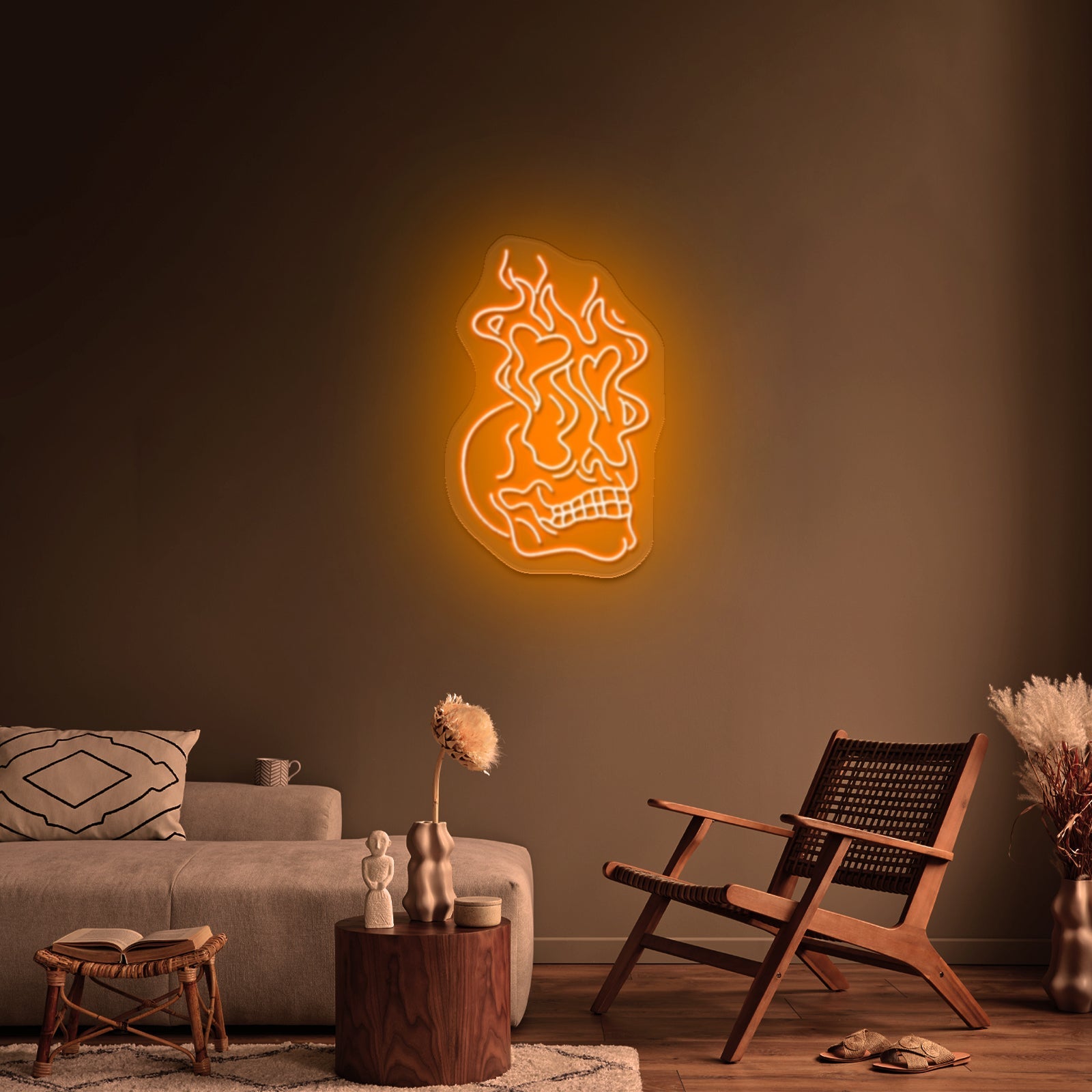 Skull Sun Flowers Led Neon Sign Light Custom Led Signs - Shineneon