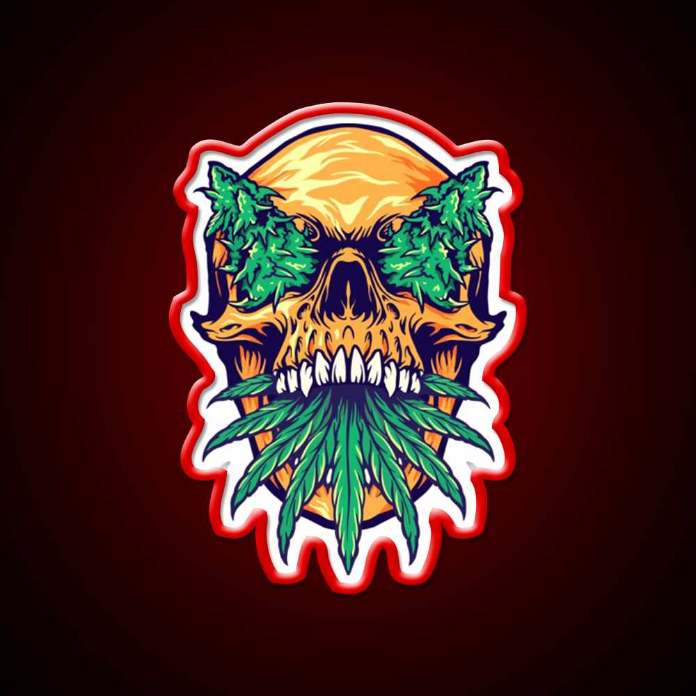 Skull Weed Hemp Inspired Green Leaf Led Neon Sign Rgb Color - LED neon sign view 10