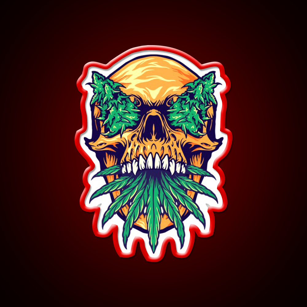 Skull Weed Hemp Inspired Green Leaf Led Neon Sign Rgb Color - Shineneon