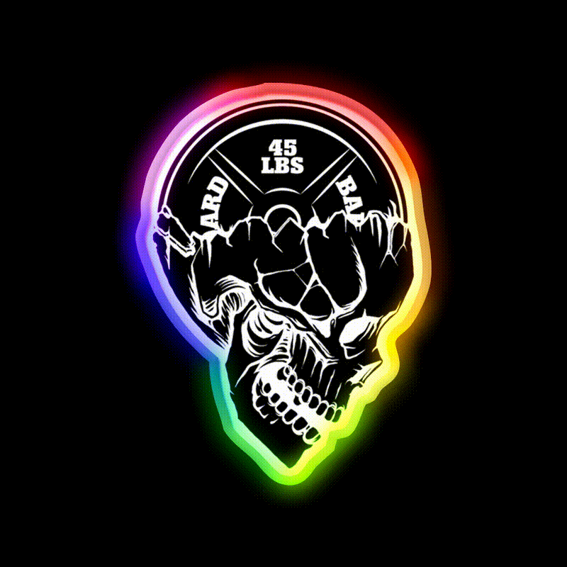 Skull Weight Plate Powerlifting Crossfit Gym Fitness Led Neon Sign Rgb Color