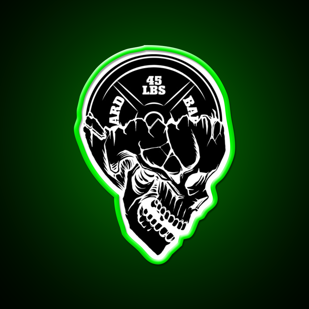 Skull Weight Plate Powerlifting Crossfit Gym Fitness Led Neon Sign Rgb Color