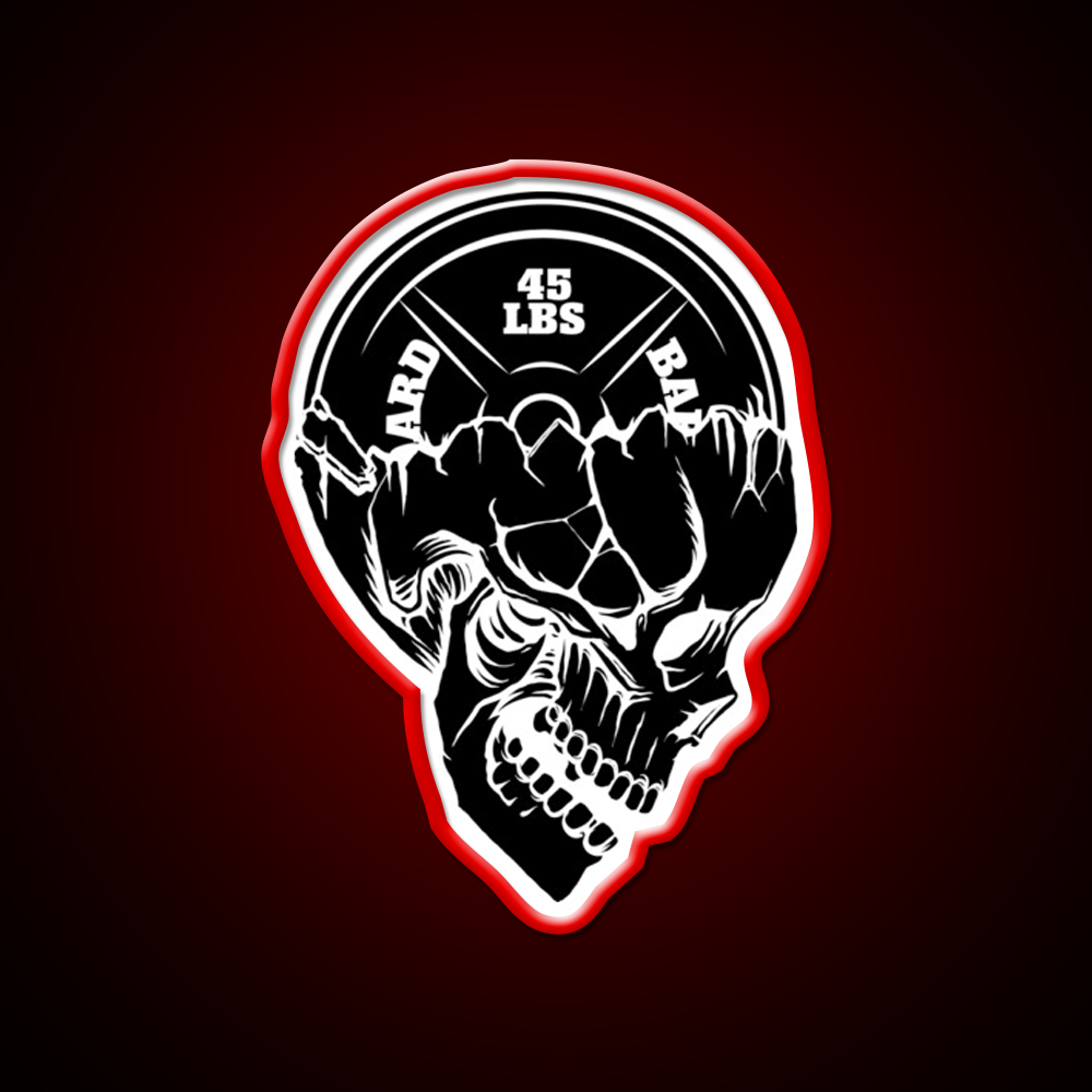 Skull Weight Plate Powerlifting Crossfit Gym Fitness Led Neon Sign Rgb Color