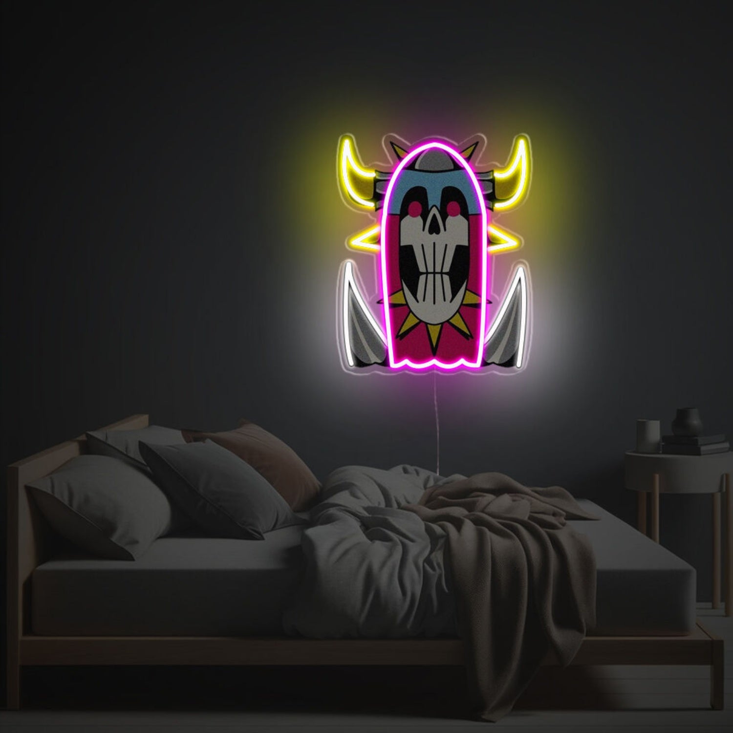 Skullful Evil With Yellow Corns Led Neon Acrylic Artwork | Shineneon