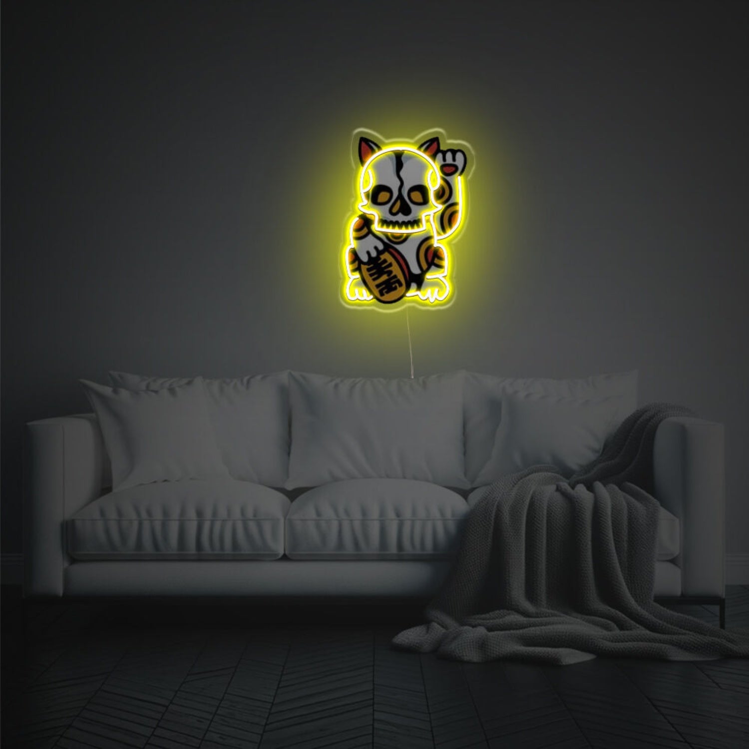 Skullful Money Cat Led Neon Acrylic Artwork | Shineneon