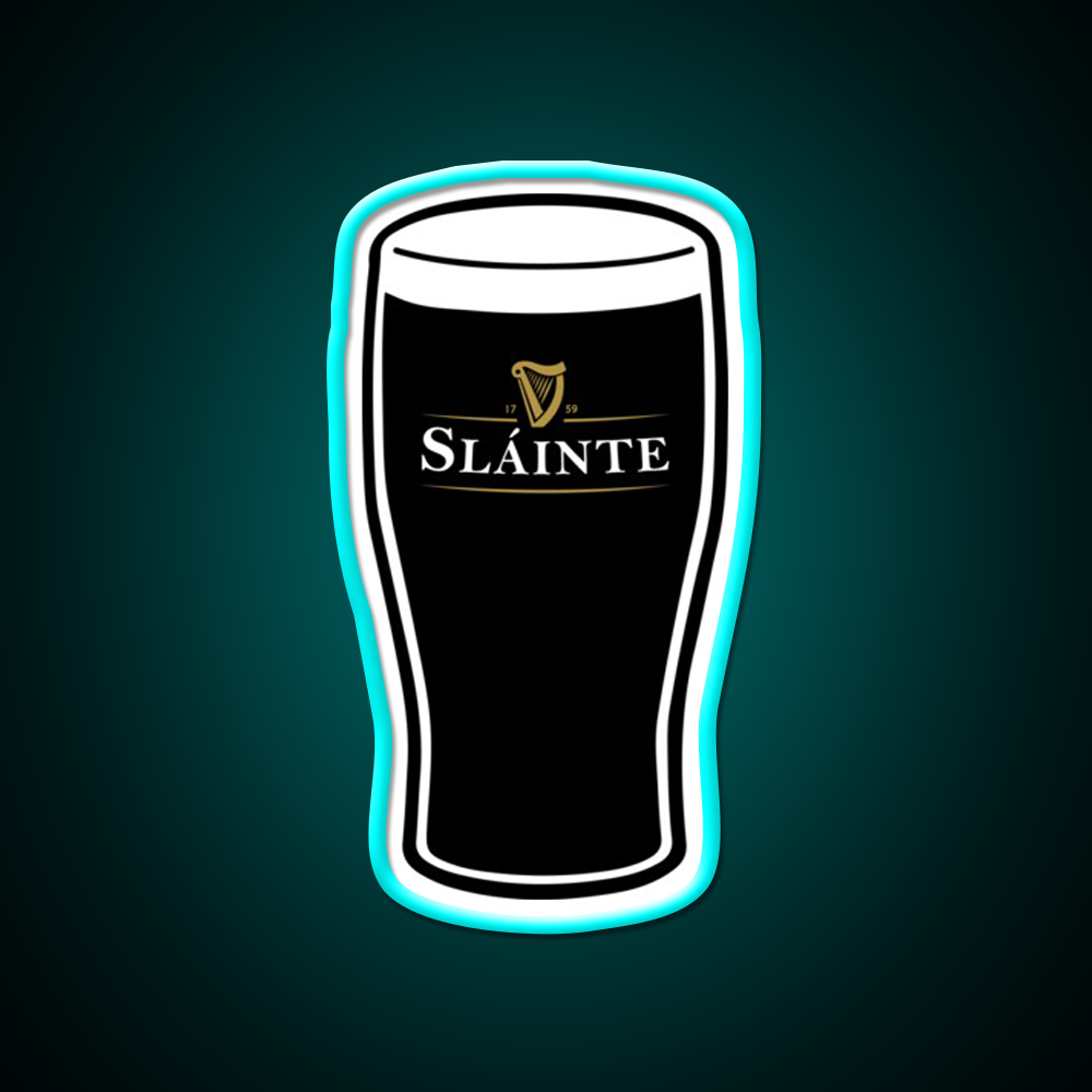 Slainte Irish Drink Beer Bar Decor Led Neon Sign Rgb Color - Size and dimension reference