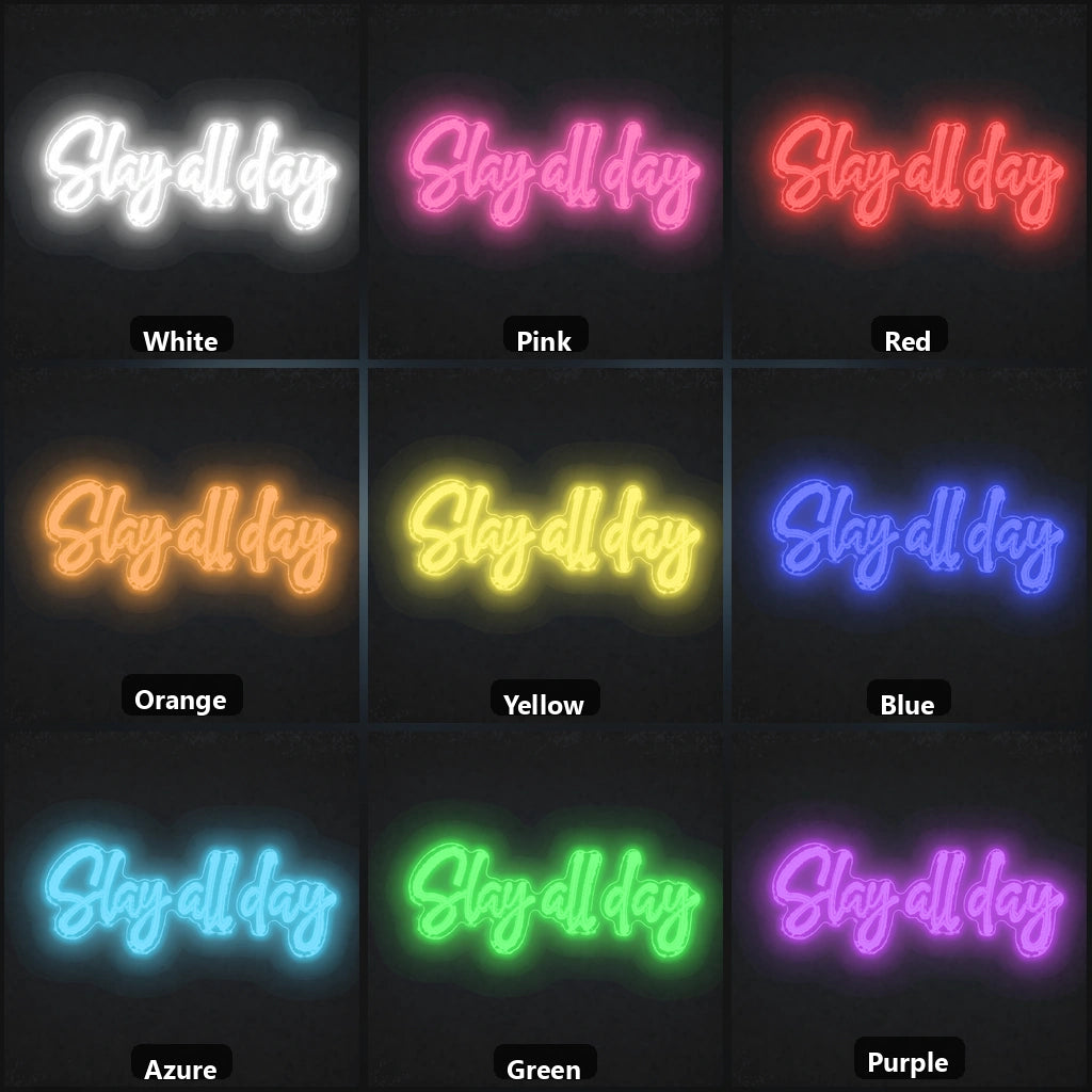 Slay All Day Wall Decor LED Neon Sign Garage Man Cave Neon Sign color grid