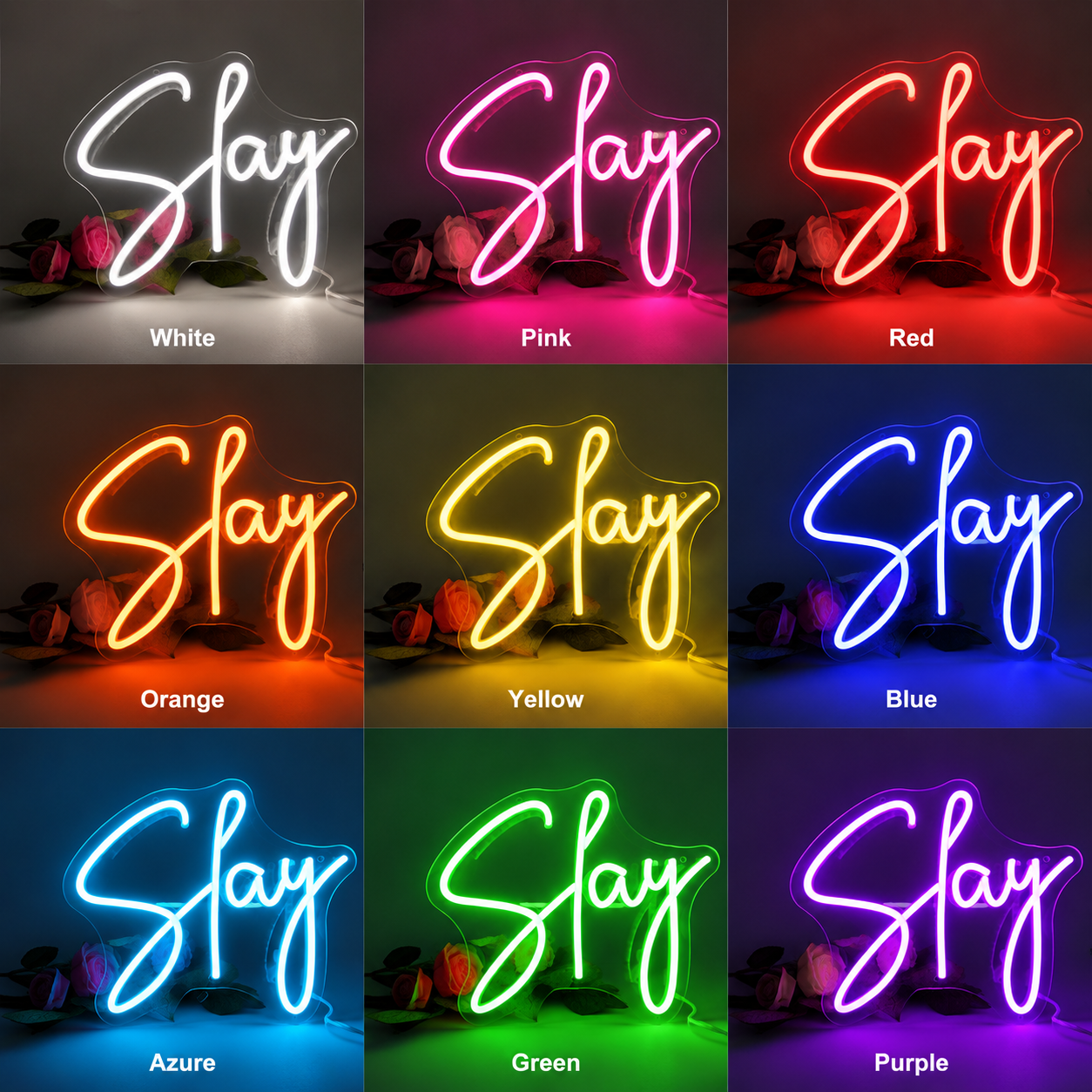 Slay Vivid Wall Decor LED Neon Sign color grid
