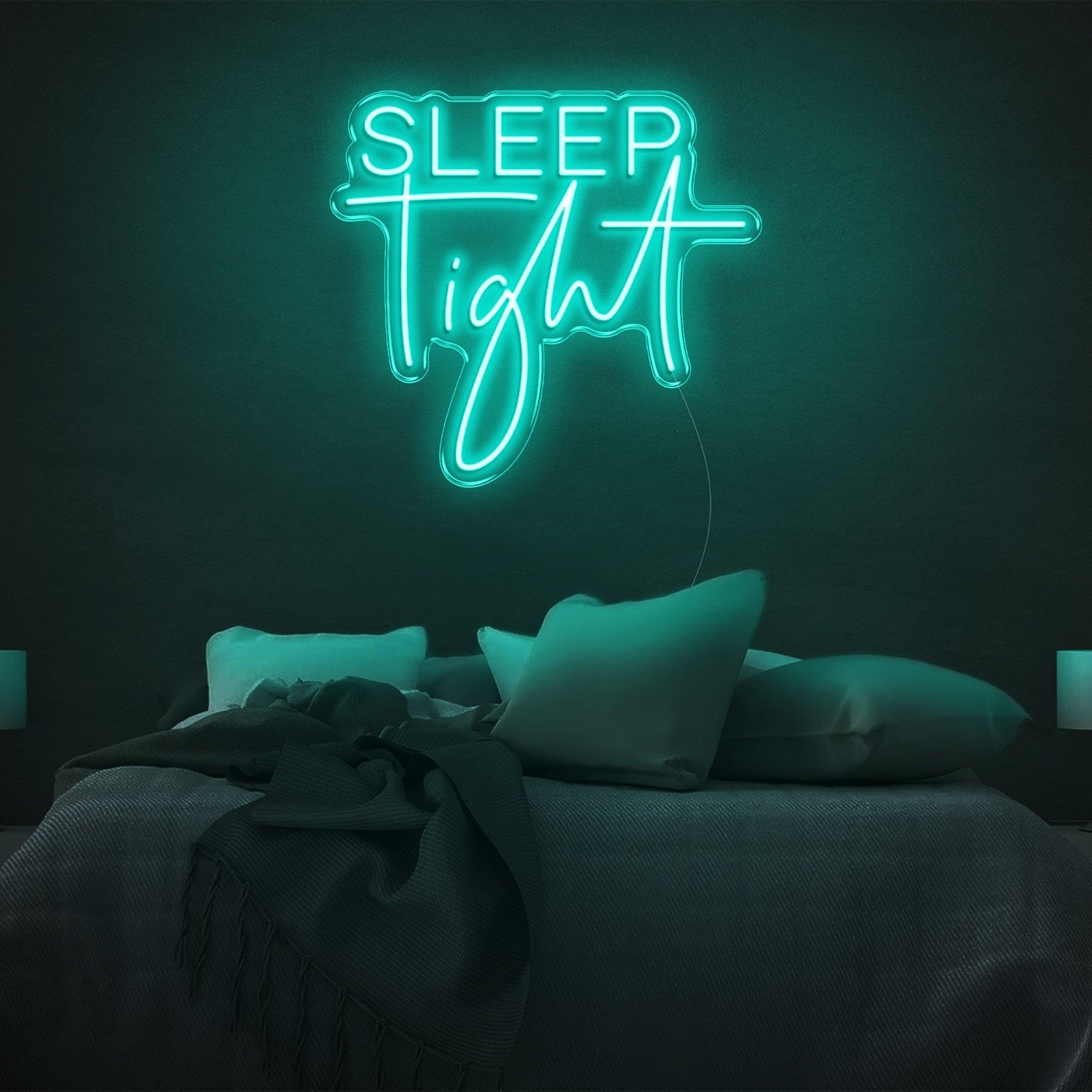 Sleep Tight Cyan Modern-Playful Led Neon Sign Bedroom Wall Art | Shineneon
