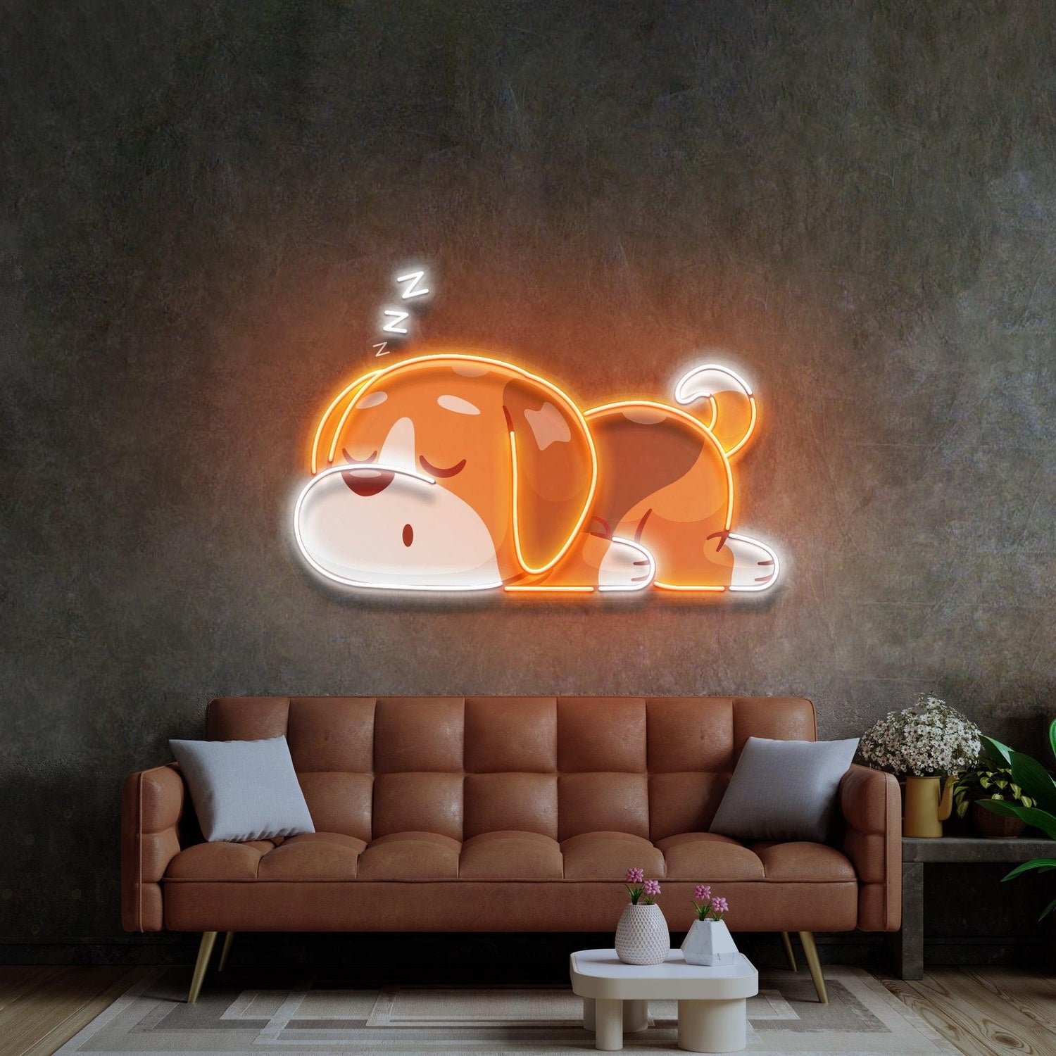Sleeping Dog Zzz Uv Printed Led Neon Sign Home Wall Decor | Shineneon