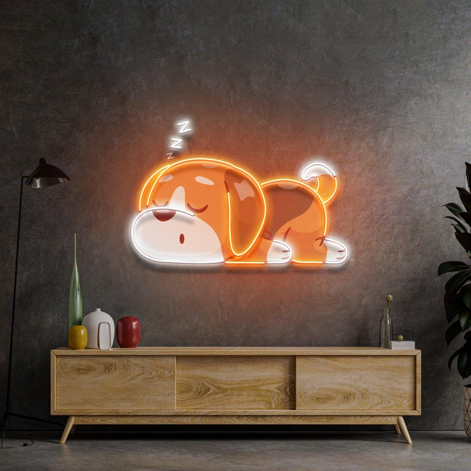 Sleeping Dog Zzz Uv Printed Led Neon Sign Home Wall Decor | Shineneon