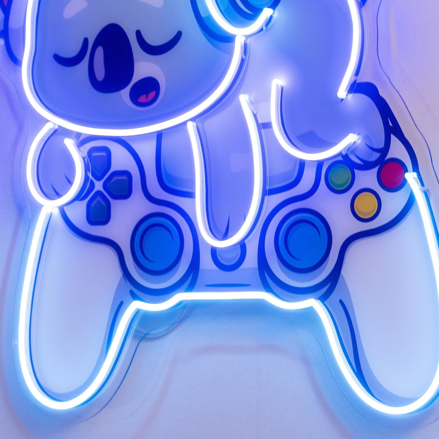 Sleeping-Gaming-Koala-With-Headphones Uv Printed Led Neon Sign For Game Room Decor | Shineneon