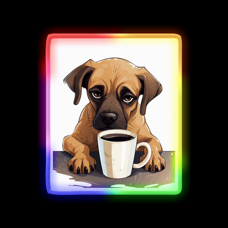 Sleepy Dog Vibes Cafe Led Neon Sign Espresso Bar Art Rgb Color