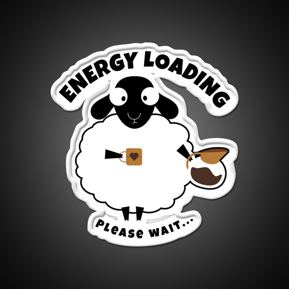 Sleepy Sheep With Coffee Energy Loading Led Neon Sign Espresso Bar Art Rgb Color