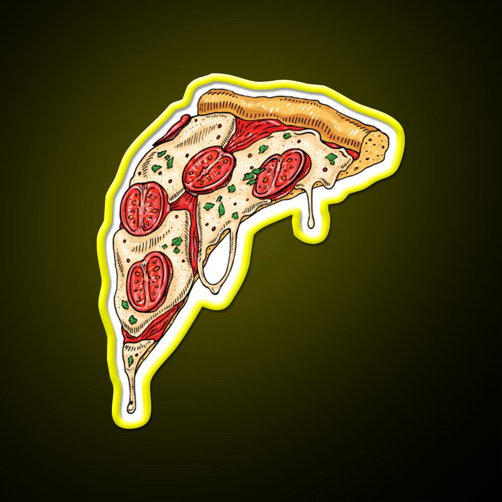 Slice Of Cheesy Margherita Pizza Fast Food Led Neon Sign For Burger Place Rgb Color - Custom LED neon sign front view