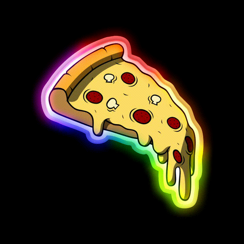Slice Of Pizza Snack Food Led Neon Sign Rgb Color - LED neon sign close-up detail