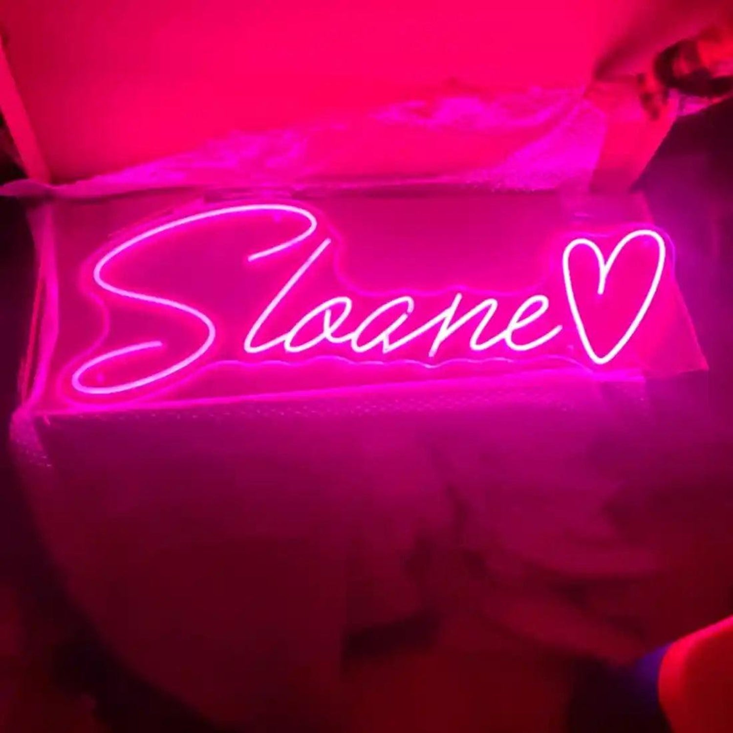 Sloane Pink Heart Led Neon Sign For Bedroom Boutique | Shineneon