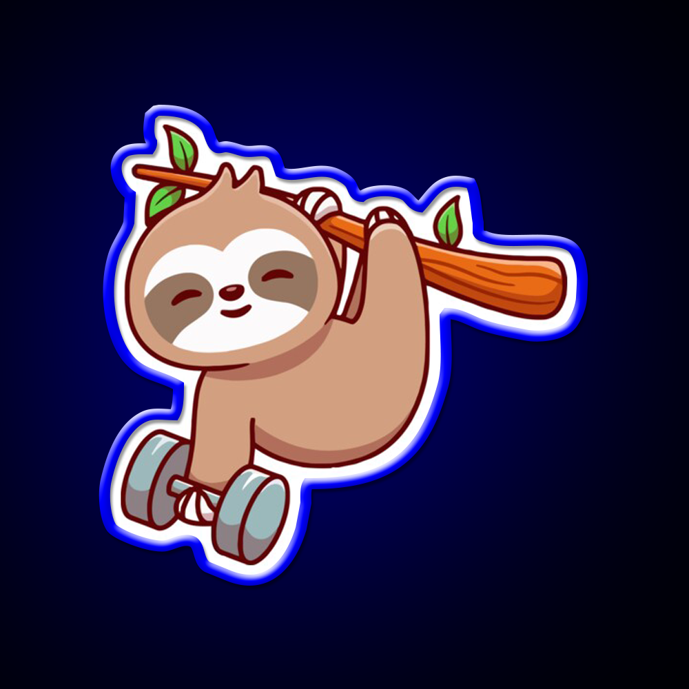 Sloth Bodybuilding Gym Fitness Led Neon Sign Rgb Color