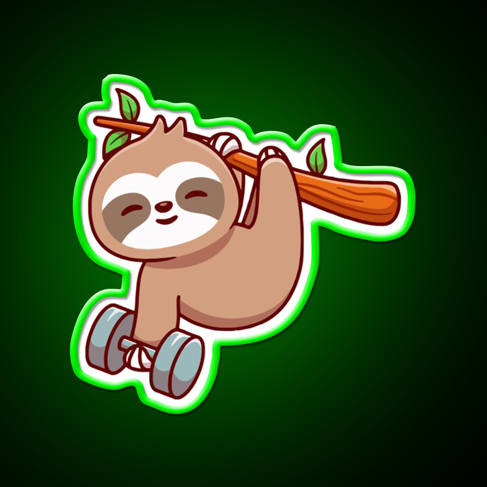 Sloth Bodybuilding Gym Fitness Led Neon Sign Rgb Color