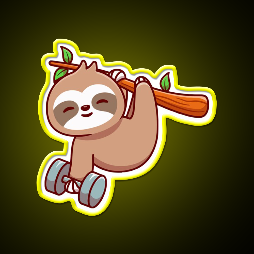 Sloth Bodybuilding Gym Fitness Led Neon Sign Rgb Color