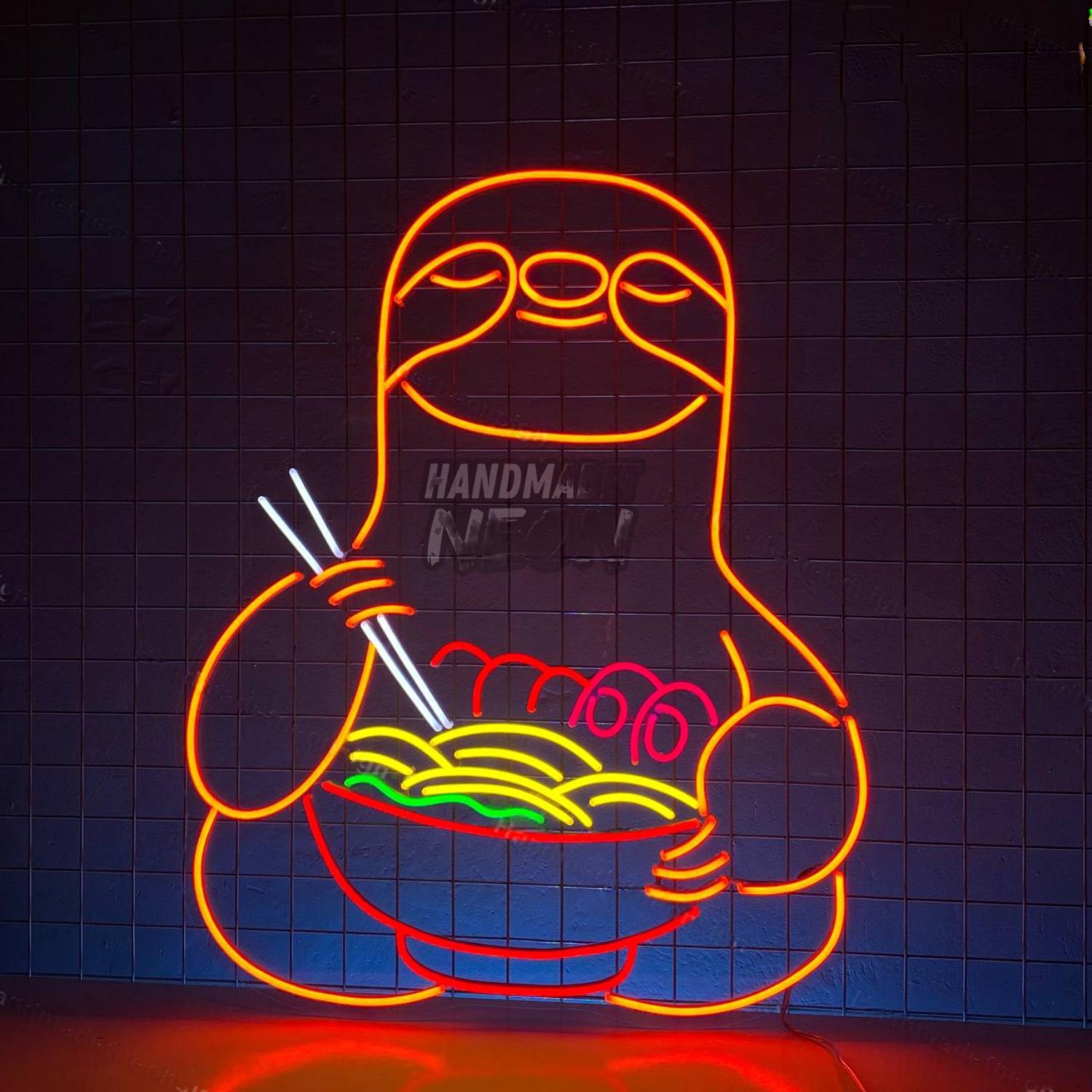 Sloth Eating Ramen Led Neon Signjapan Food Restaurant Decor | Shineneon