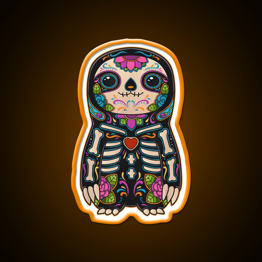 Sloth Sugar Skull Mexico Calavera Party Drink Tequila Led Neon Sign Rgb Color - Shineneon