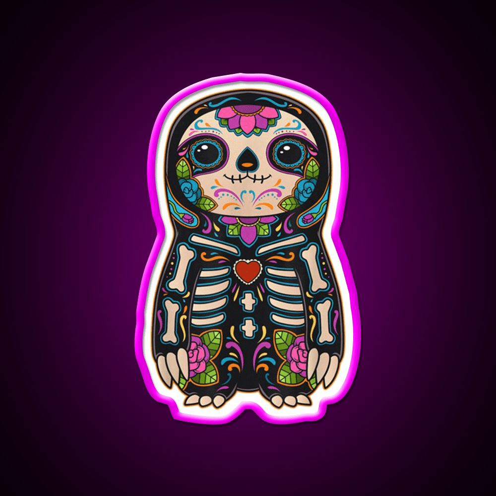 Sloth Sugar Skull Mexico Calavera Party Drink Tequila Led Neon Sign Rgb Color - Shineneon