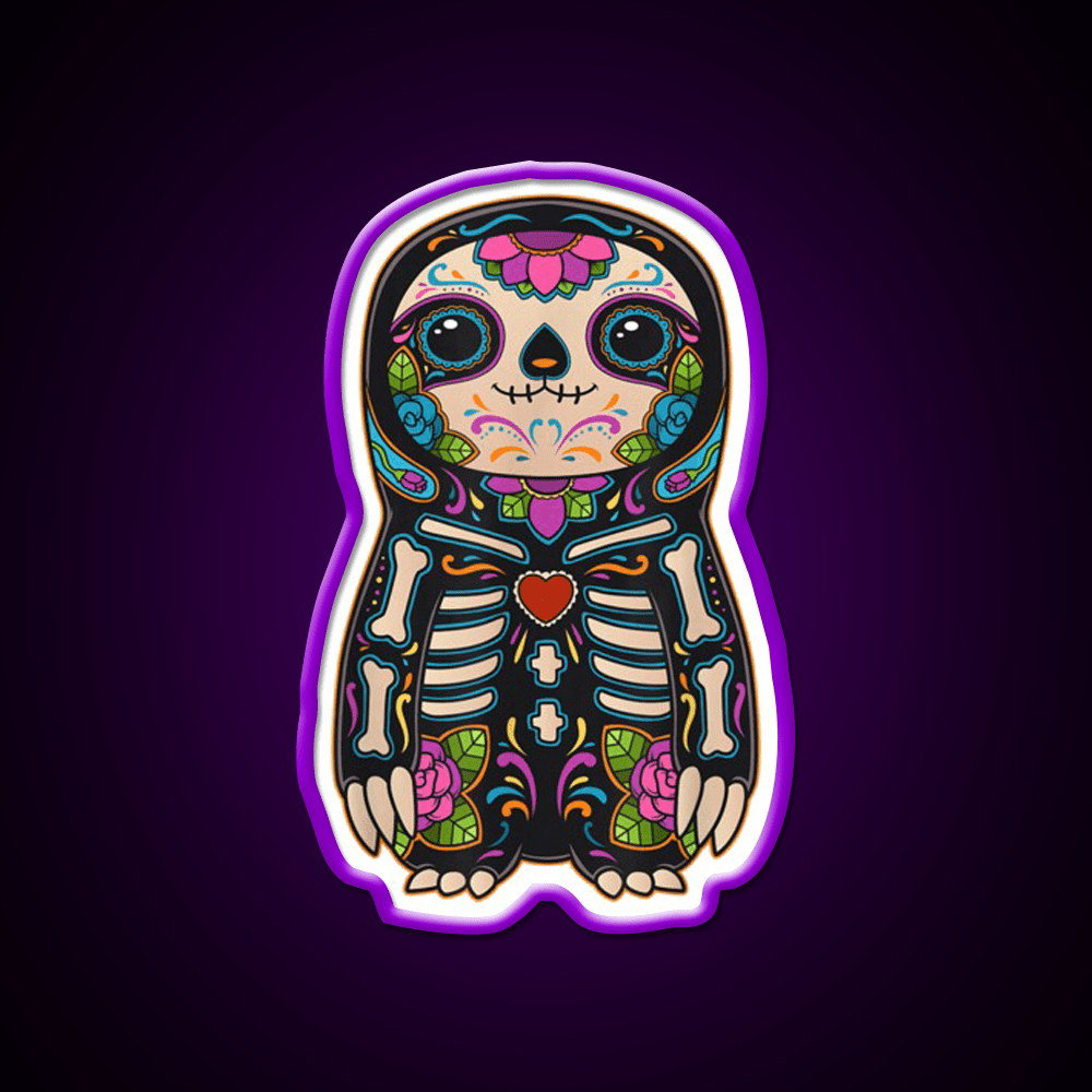 Sloth Sugar Skull Mexico Calavera Party Drink Tequila Led Neon Sign Rgb Color - Shineneon