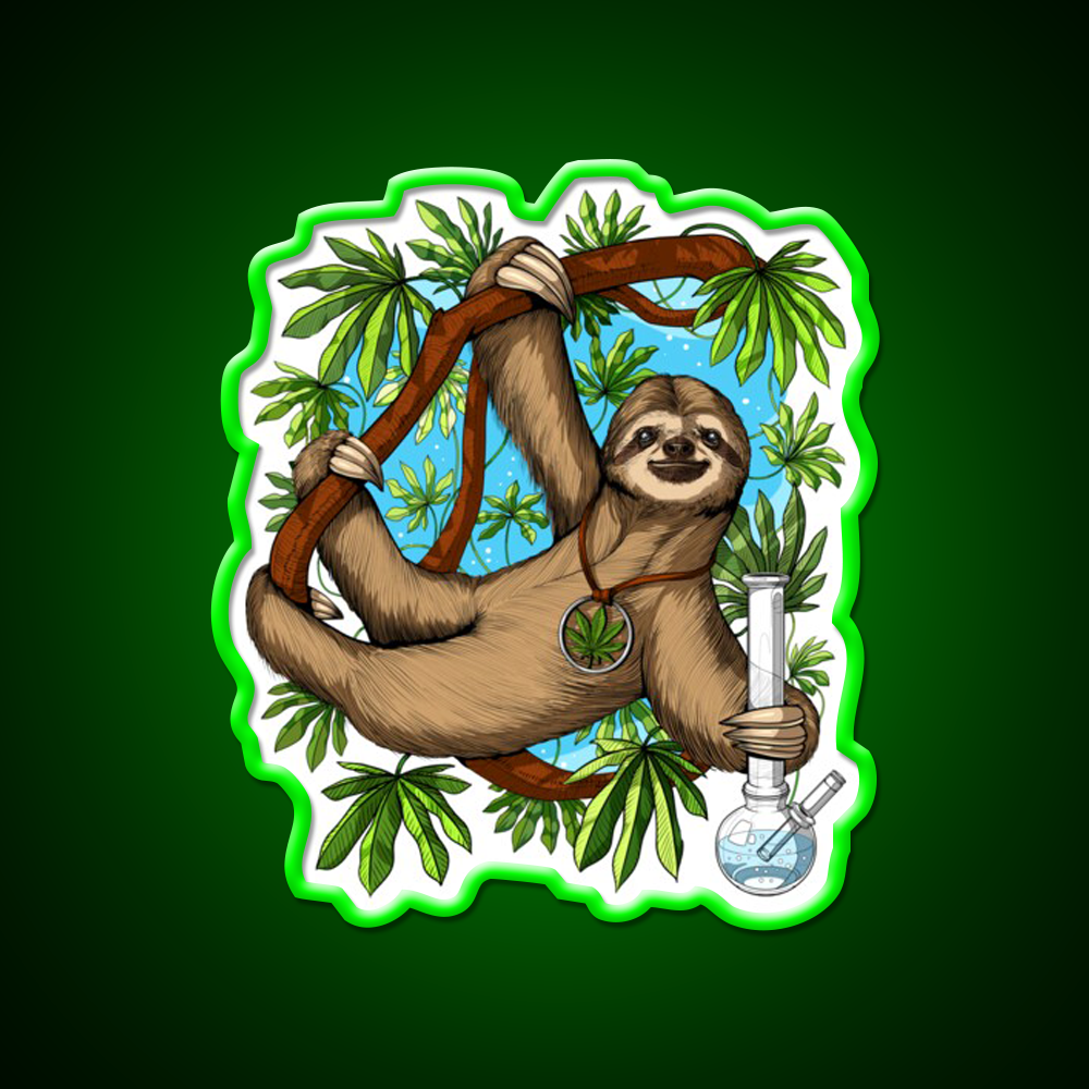 Sloth Weed Stoner Hemp Inspired Green Leaf Led Neon Sign Rgb Color - LED neon sign view 8