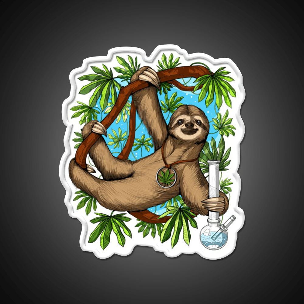 Sloth Weed Stoner Hemp Inspired Green Leaf Led Neon Sign Rgb Color - Shineneon