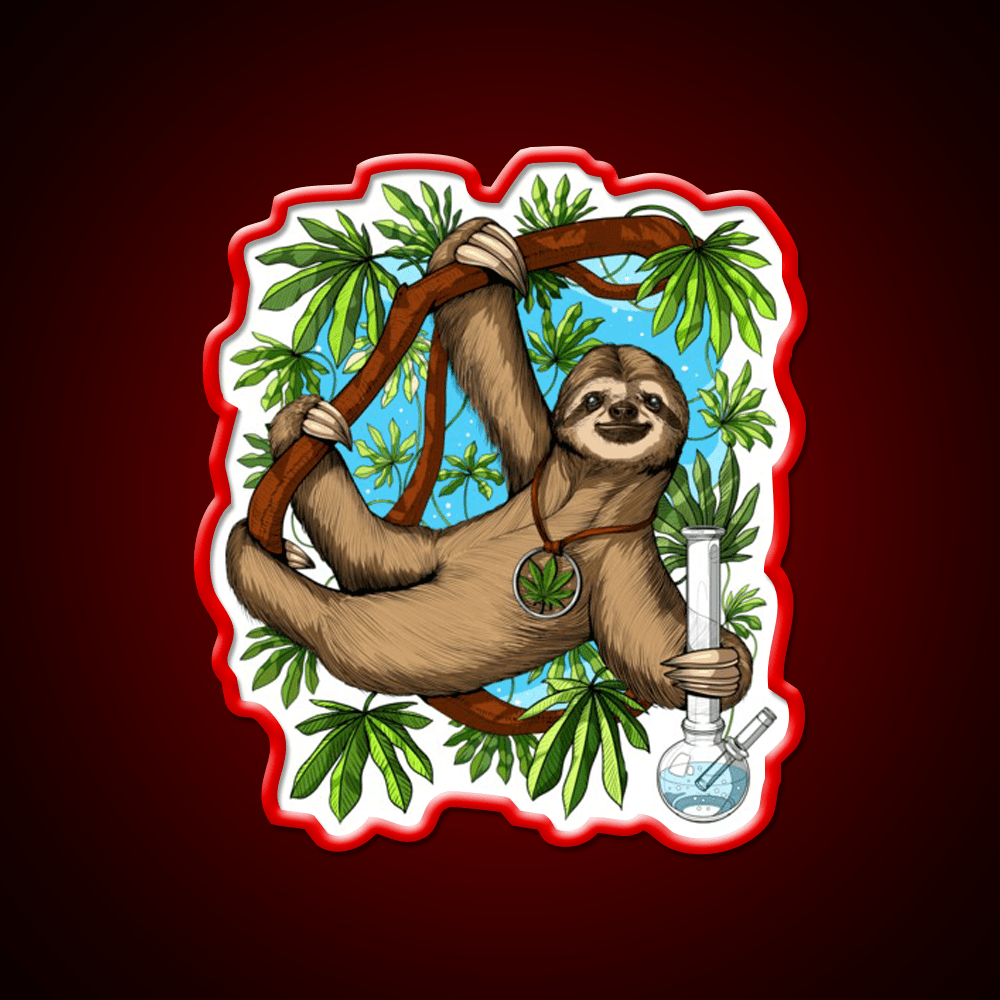 Sloth Weed Stoner Hemp Inspired Green Leaf Led Neon Sign Rgb Color - Shineneon
