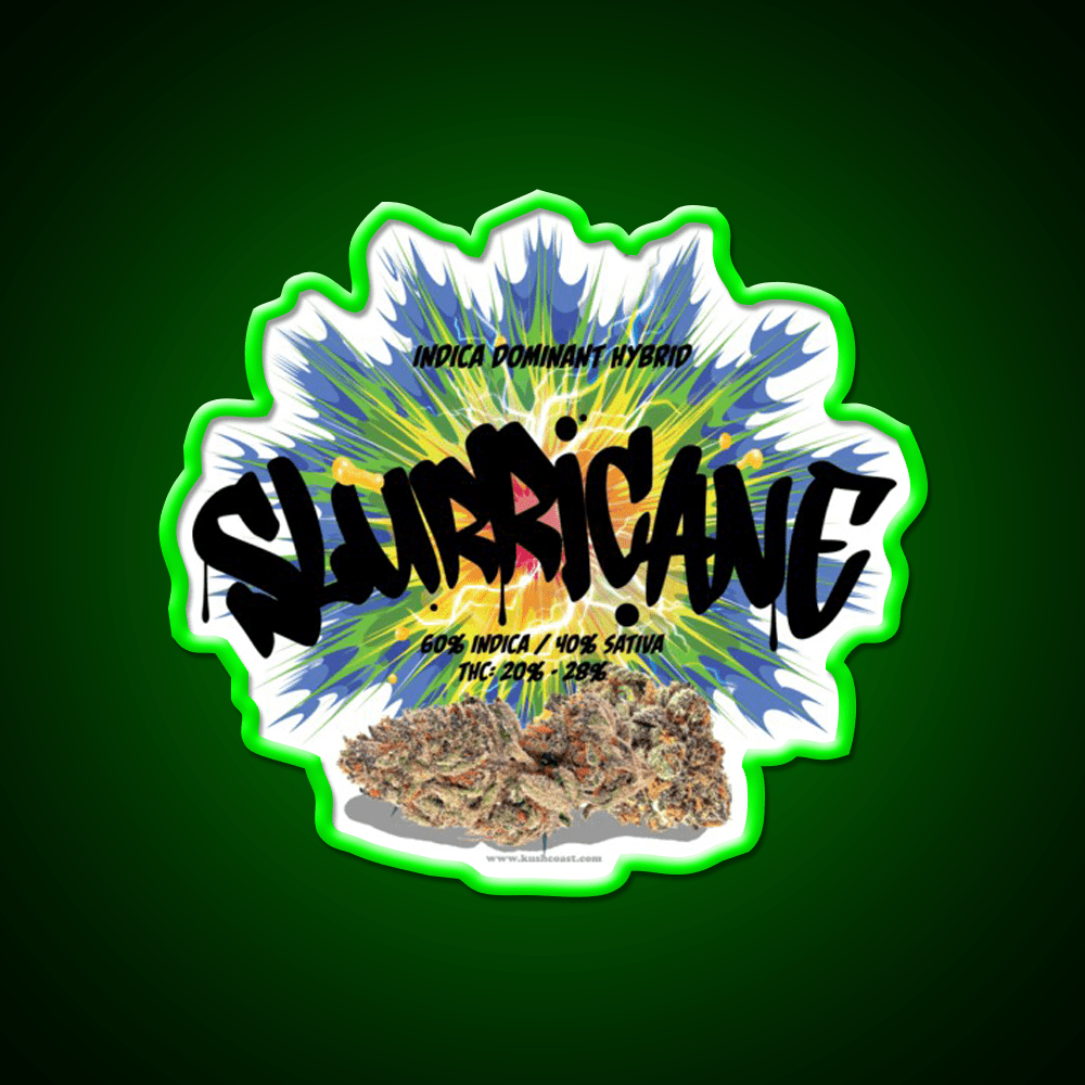 Slurricane Strain Art Hemp Inspired Green Leaf Led Neon Sign Rgb Color - Shineneon