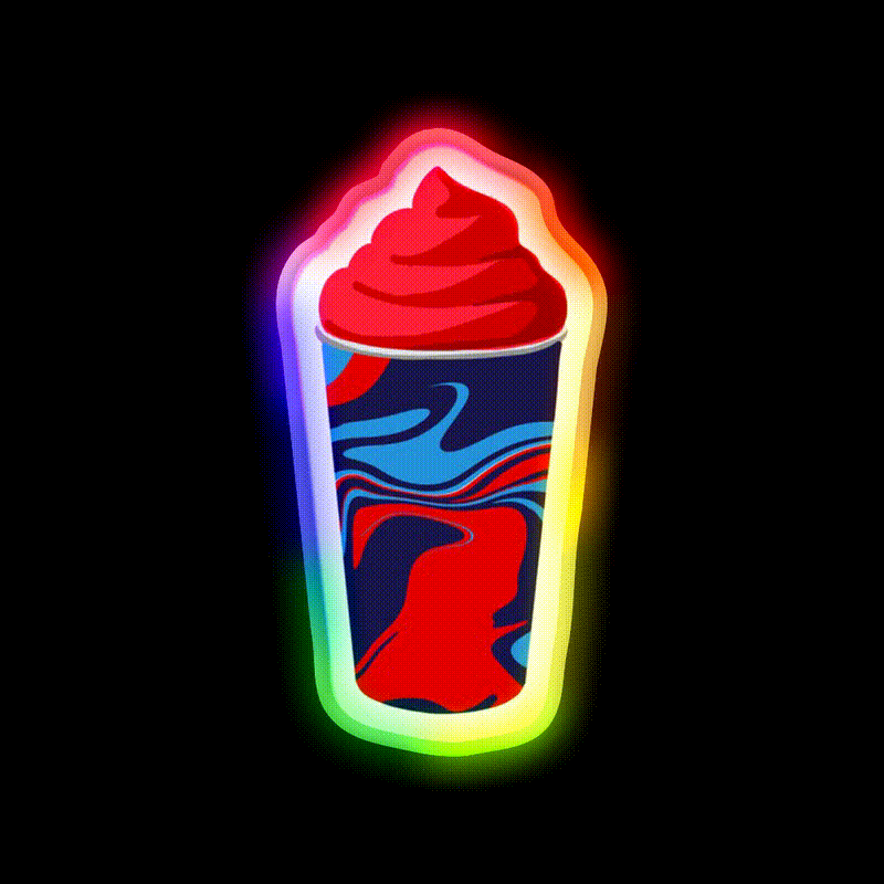 Slushie Snack Food Led Neon Sign Rgb Color - LED neon sign close-up detail