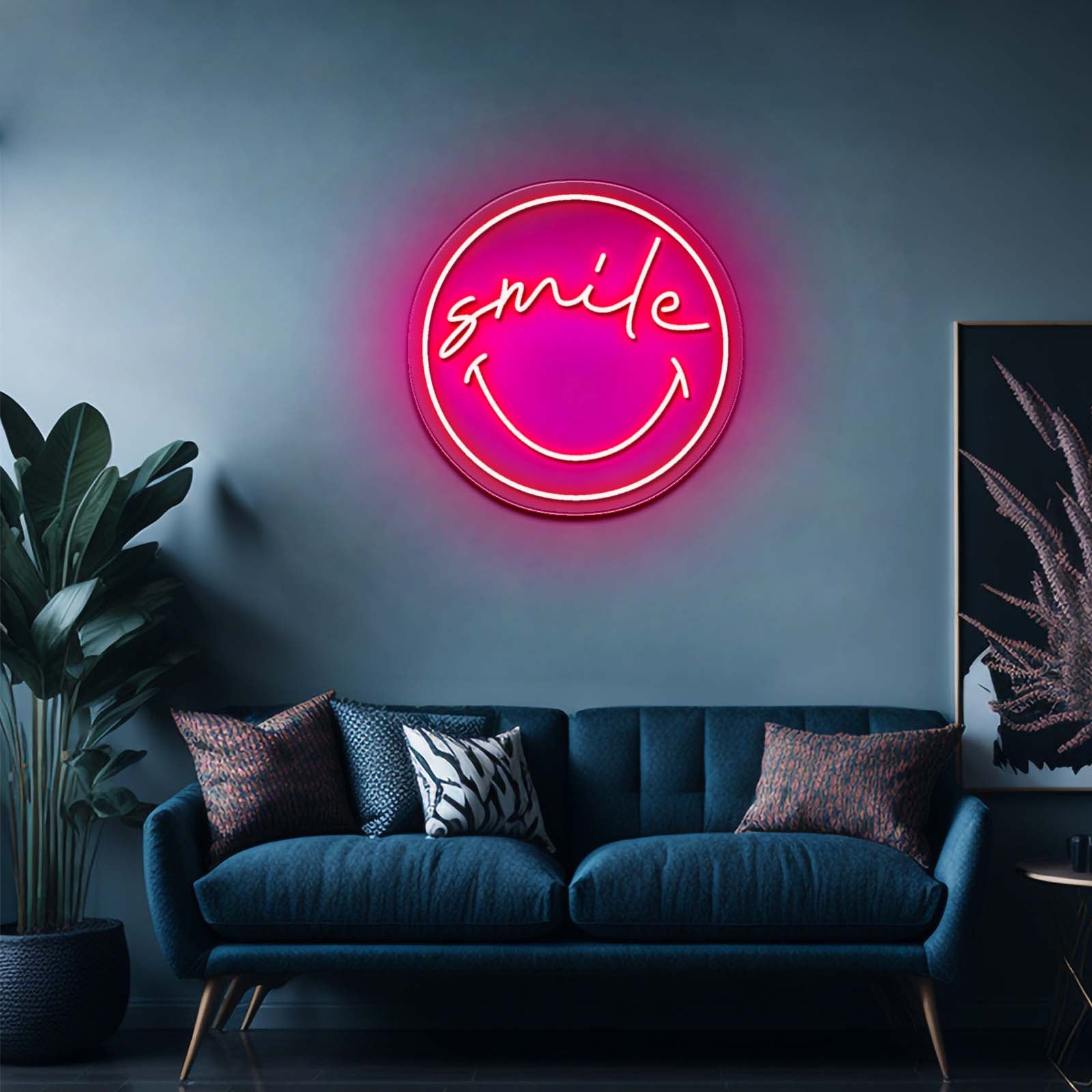 Smile Smiley Artistic Neon Signs Wall Art Led Signs - Custom LED neon sign front view