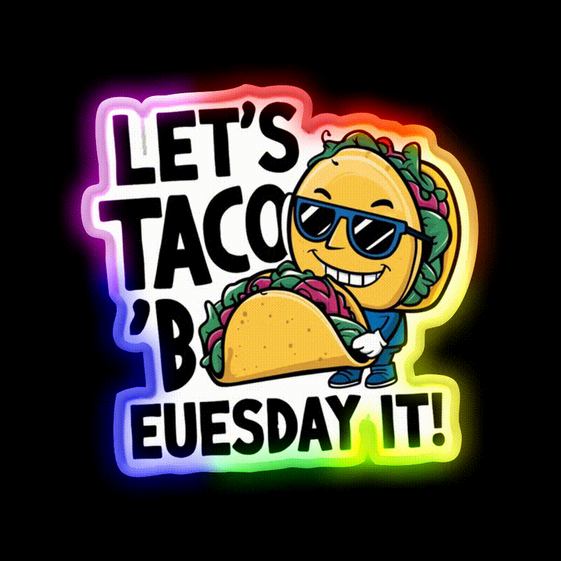 Smile Taco Led Neon Sign Mexican Food Sign Rgb Color - LED neon sign close-up detail