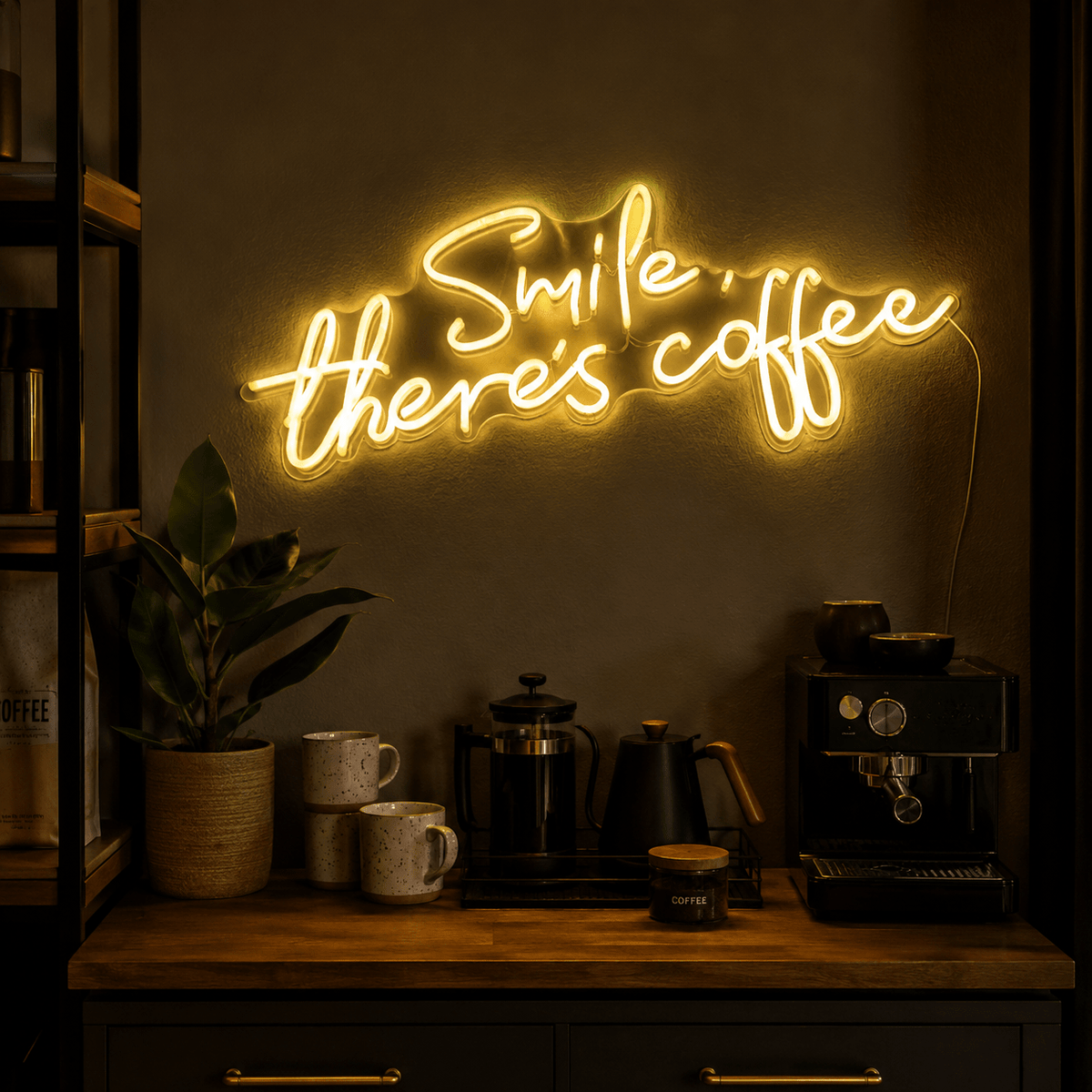 Smile There's Coffee LED Neon Sign - Shineneon