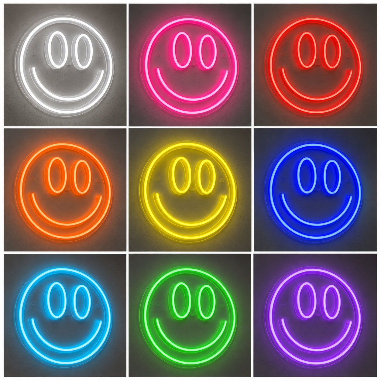 Smile Wall Decor LED Neon Sign color grid