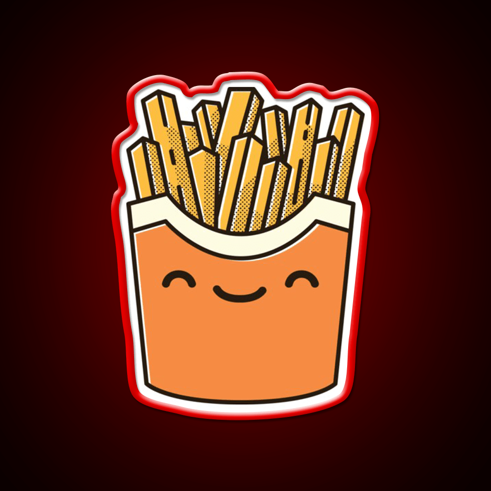 Smiley French Fries Fast Food Led Neon Sign For Burger Place Rgb Color - Shineneon