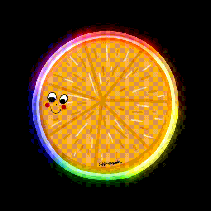 Smiley Orange Snack Food Led Neon Sign Rgb Color - LED neon sign close-up detail