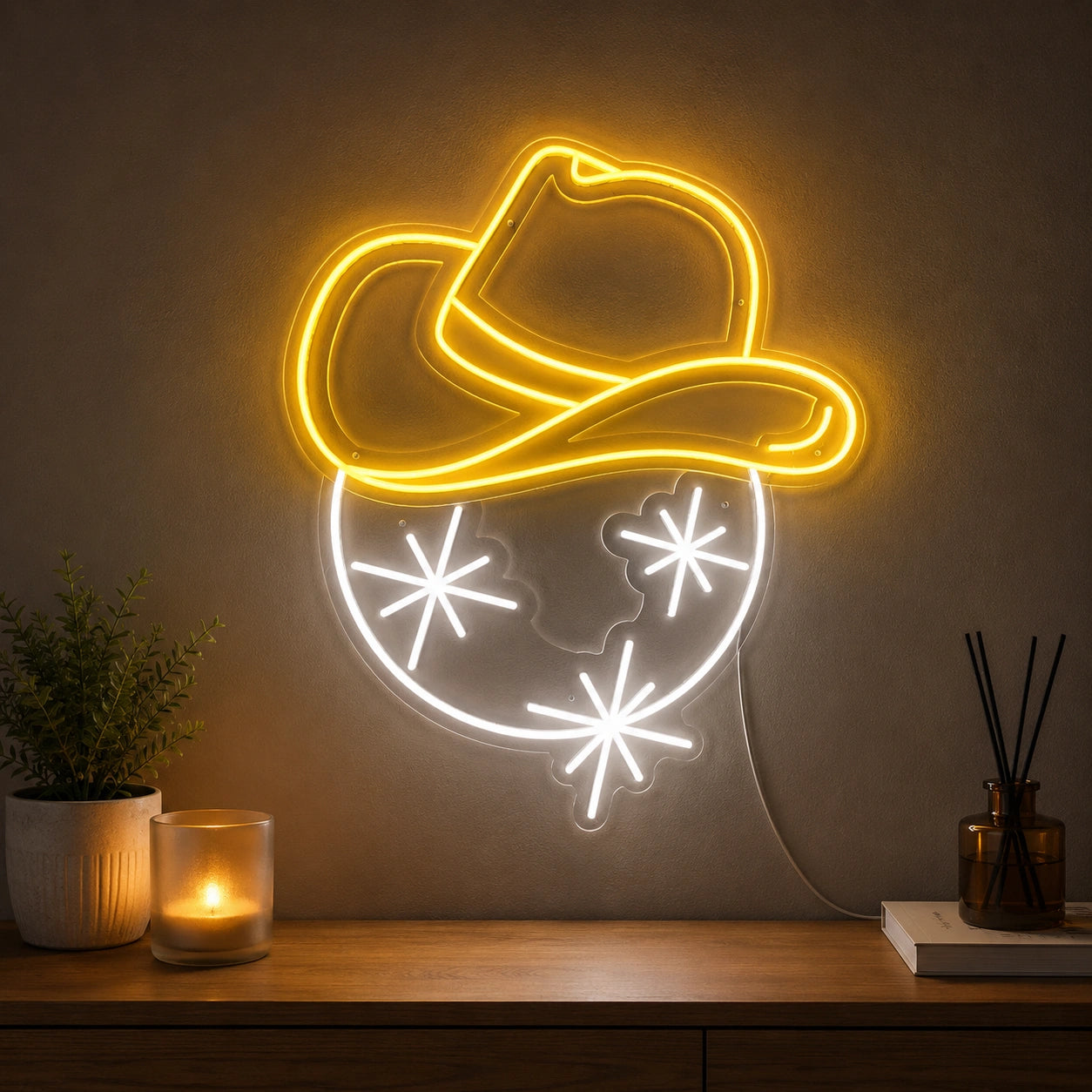 Smiling Cowboy Hat Neon Sign LED Neon Sign high-converting product image