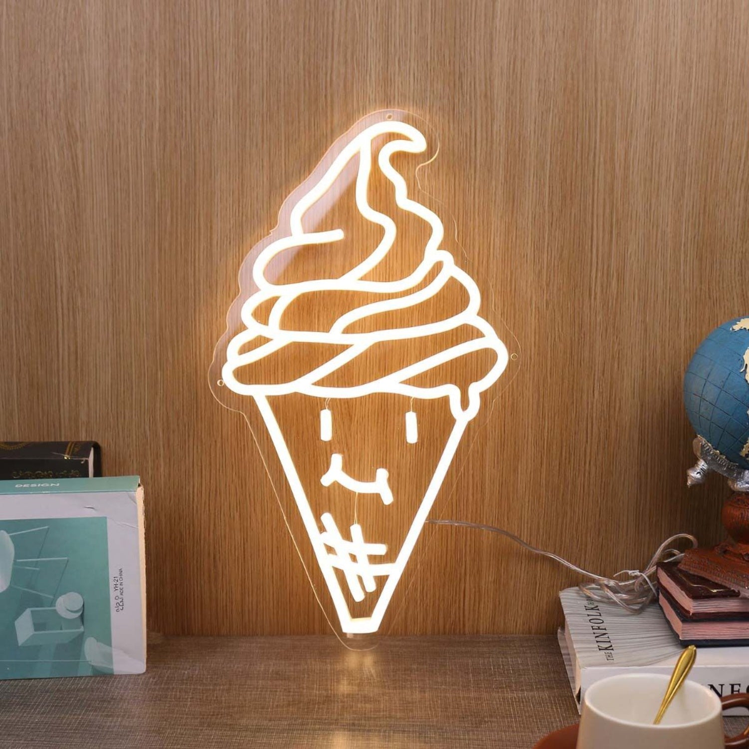Smiling Ice Cream Yellow Led Neon Sign | Shineneon