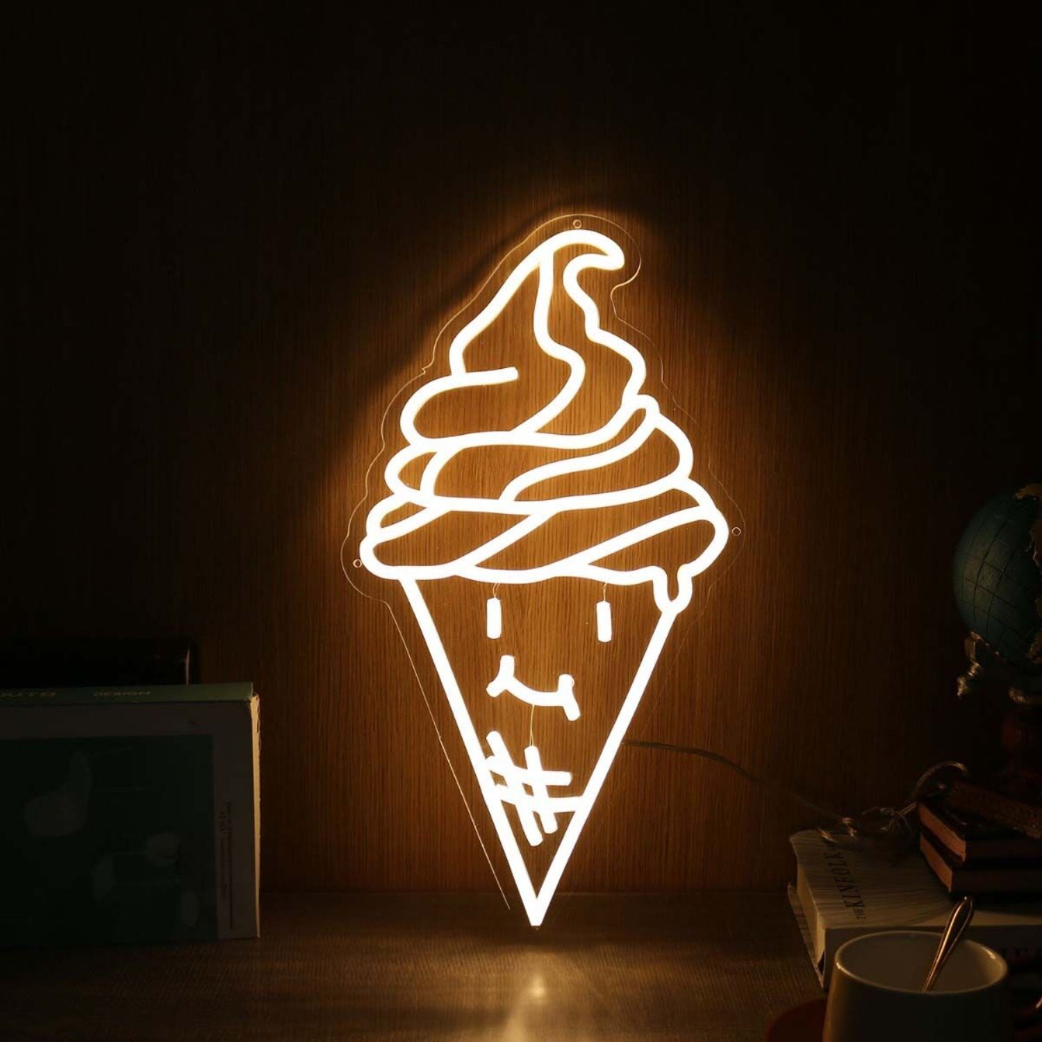 Smiling Ice Cream Yellow Led Neon Sign | Shineneon