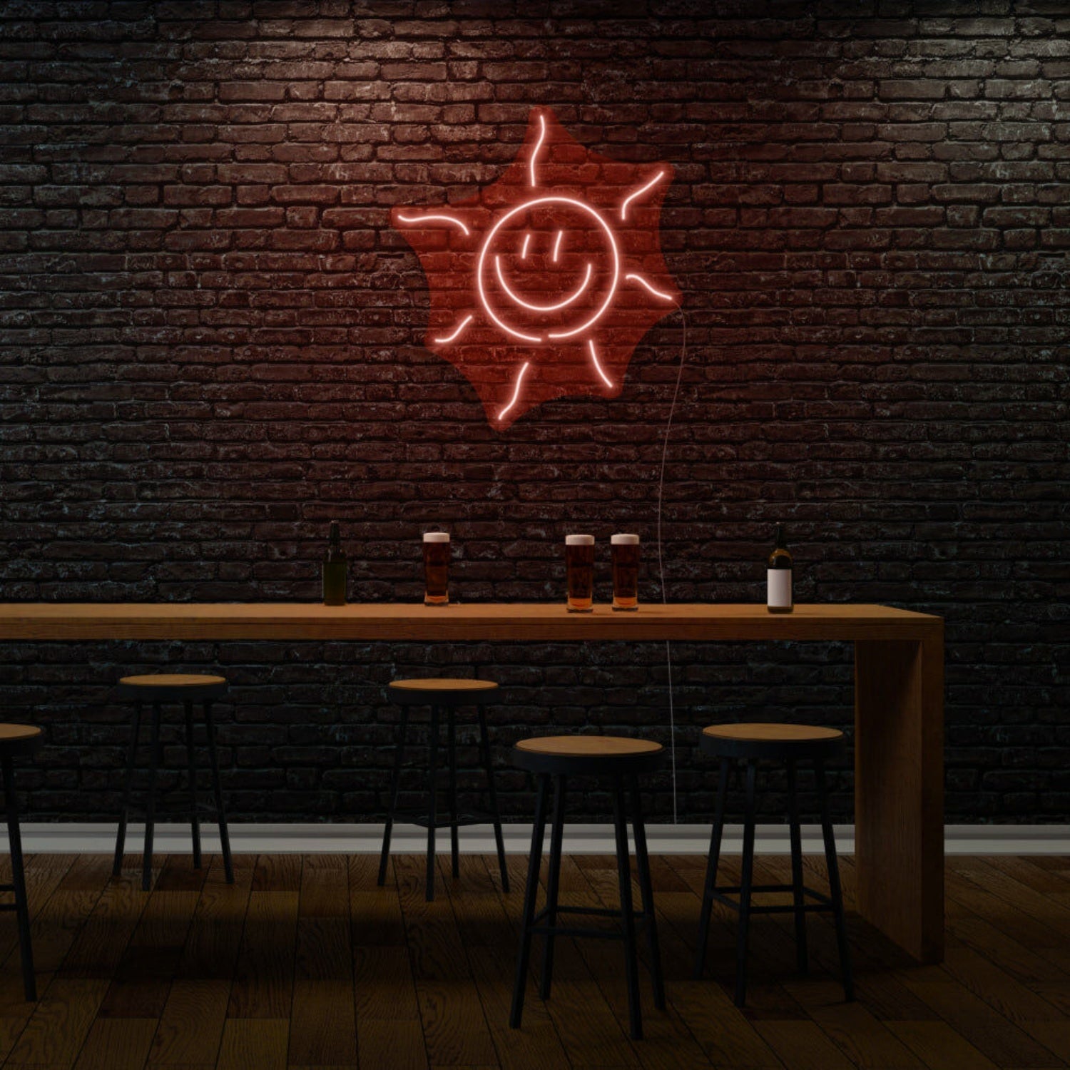 Smiling Sun Led Light Sign - Shineneon