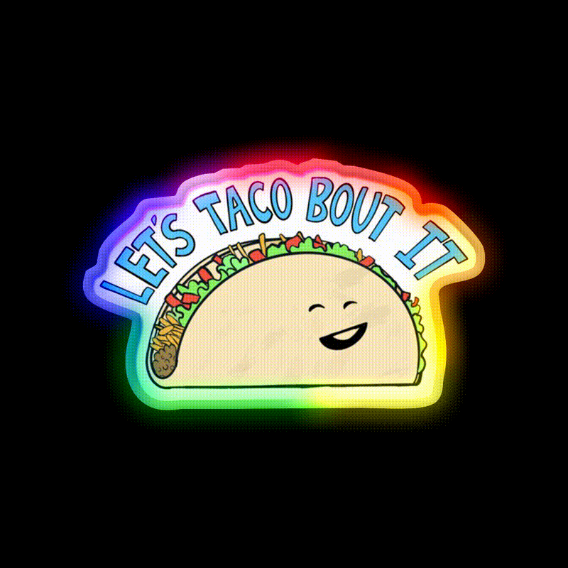 Smiling Taco Led Neon Sign Mexican Food Sign Rgb Color - LED neon sign close-up detail