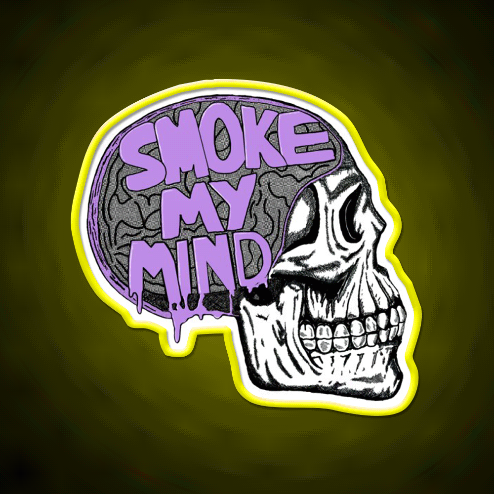 Smoke My Mind Hemp Inspired Green Leaf Led Neon Sign Rgb Color - Custom LED neon sign front view