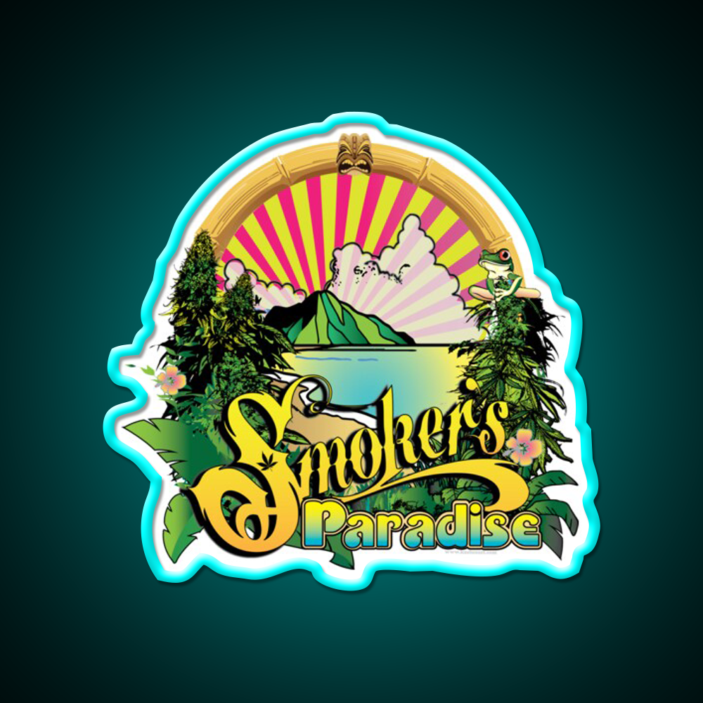 Smokers Paradise Hemp Inspired Green Leaf Led Neon Sign Rgb Color - Size and dimension reference
